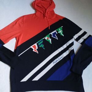 Ralph Lauren Cashmere Sweater Mens‎ Medium Purple Label Spell Out Hooded Italy